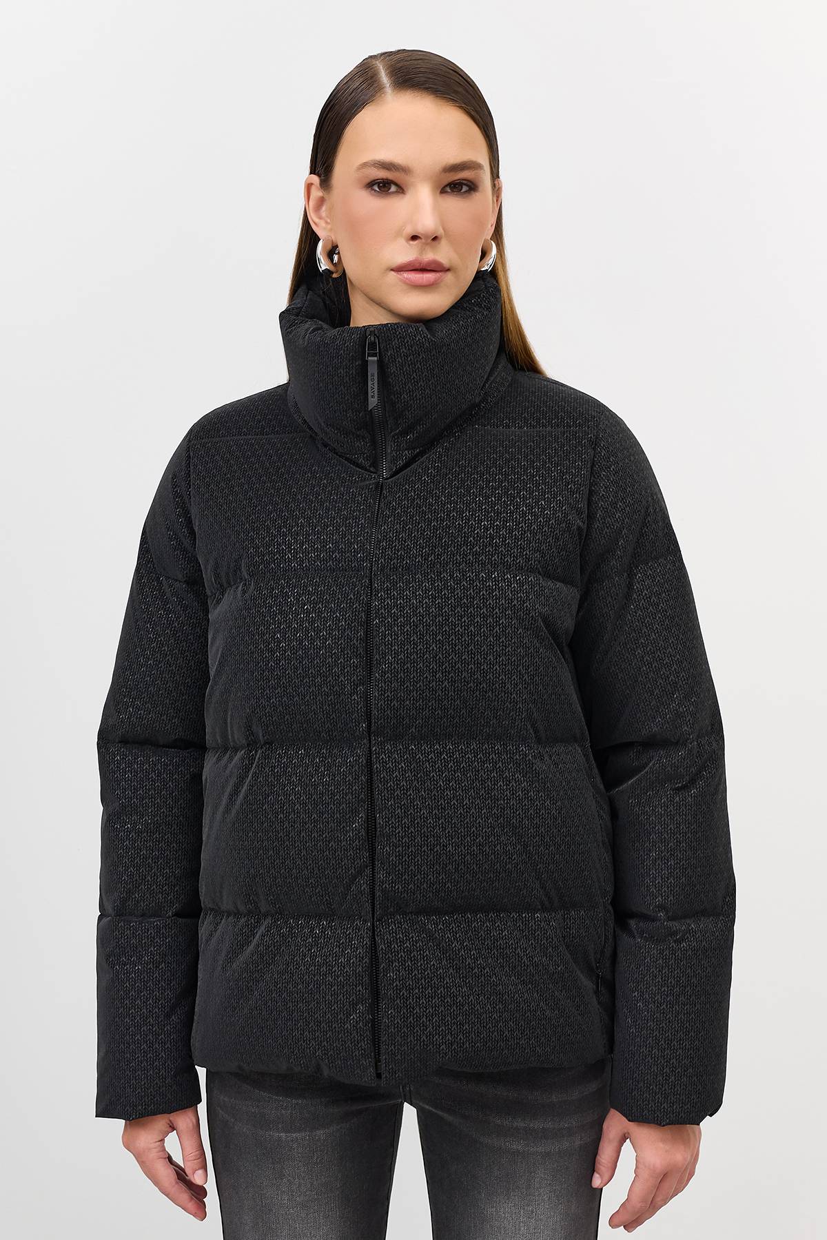 Лимитированная серия куртка с имитацией вязаной фактуры и палантин, 48