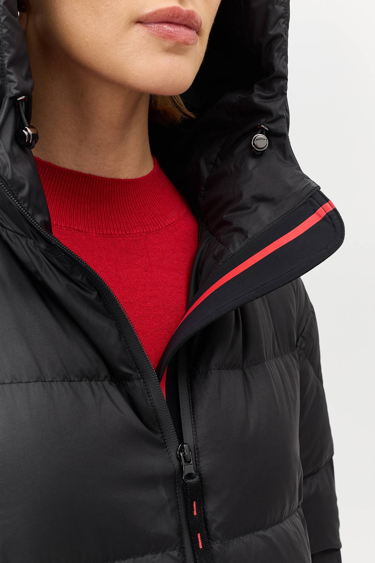 Лимитированная серия длинный пуховик с капюшоном с палантином, 34