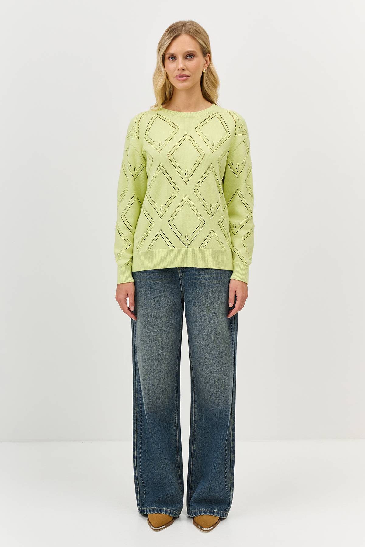 Лимитированная серия джемпер с ажурным узором и ремень, 34