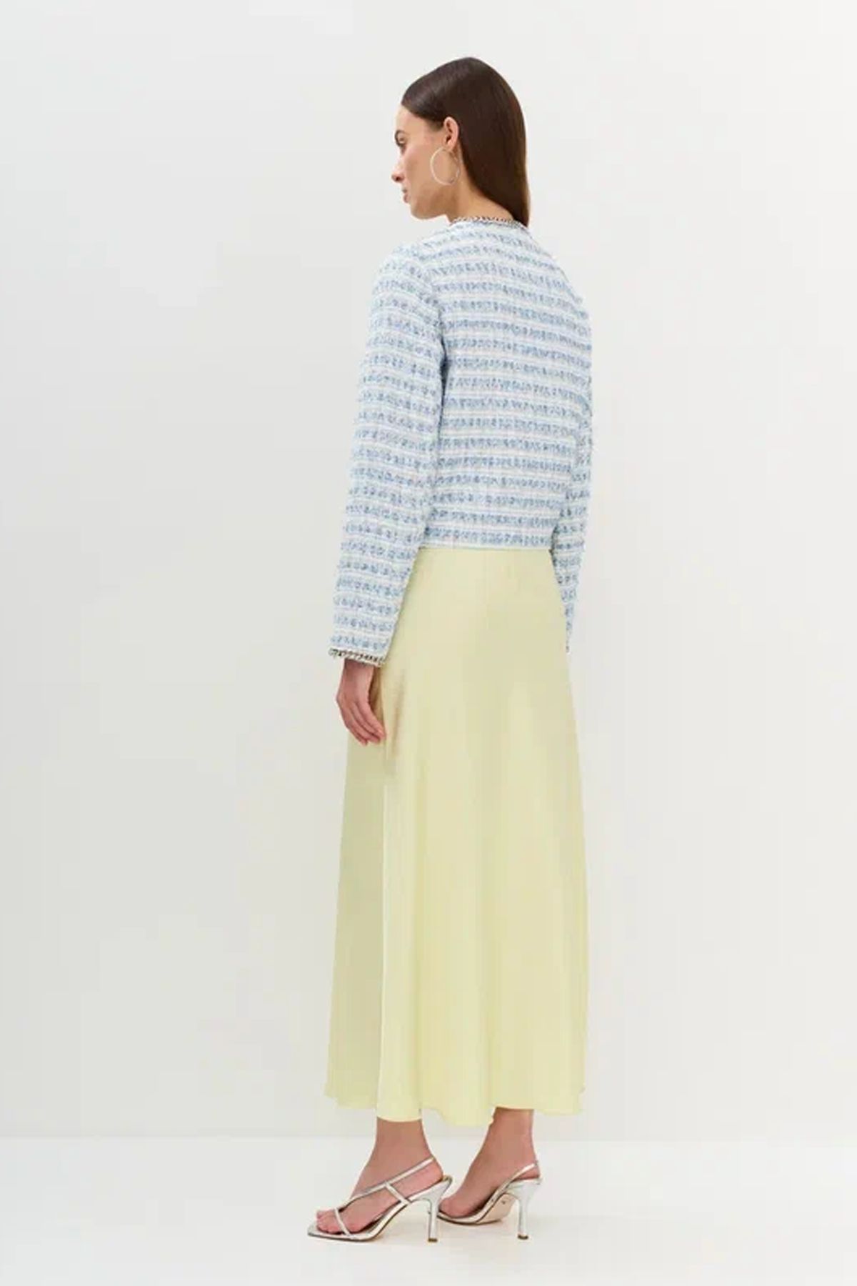 Юбка макси из сатина в цвете лайм, 52р