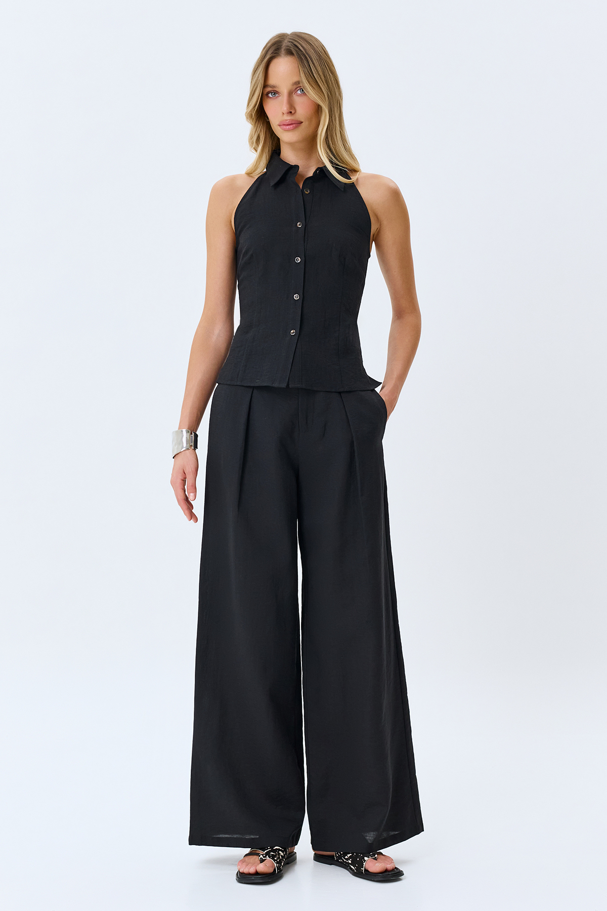 Приталенная блузка с корсетной шнуровкой, 48