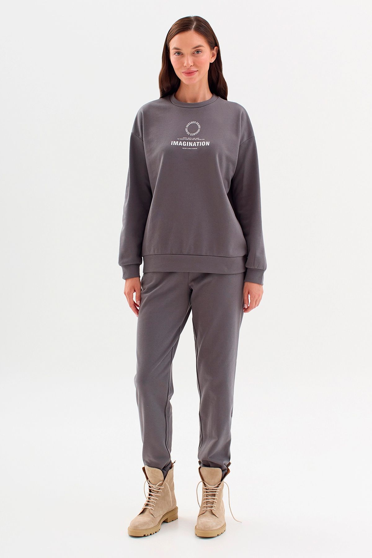 Джемпер свободного кроя с принтом, 42р