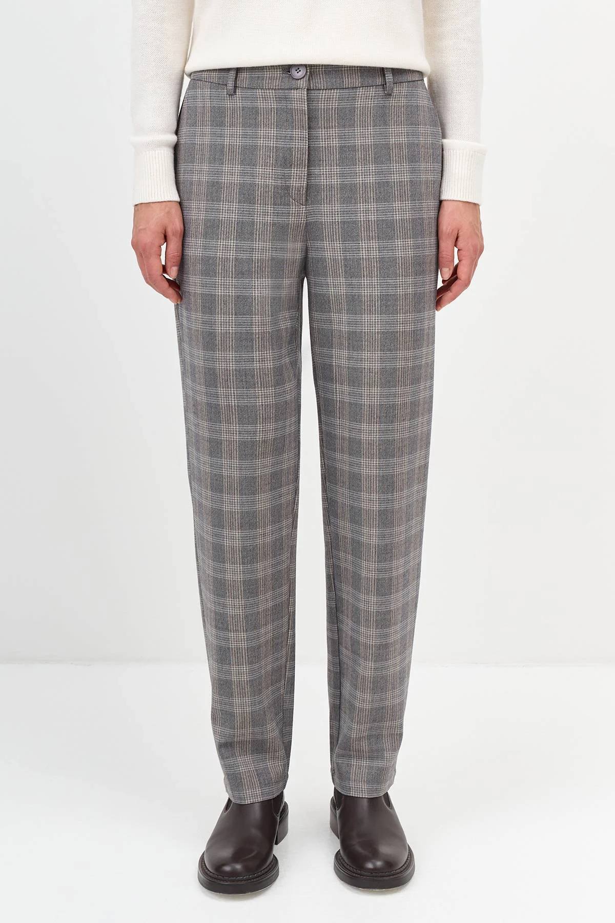 Расслабленные брюки в клетку, 38