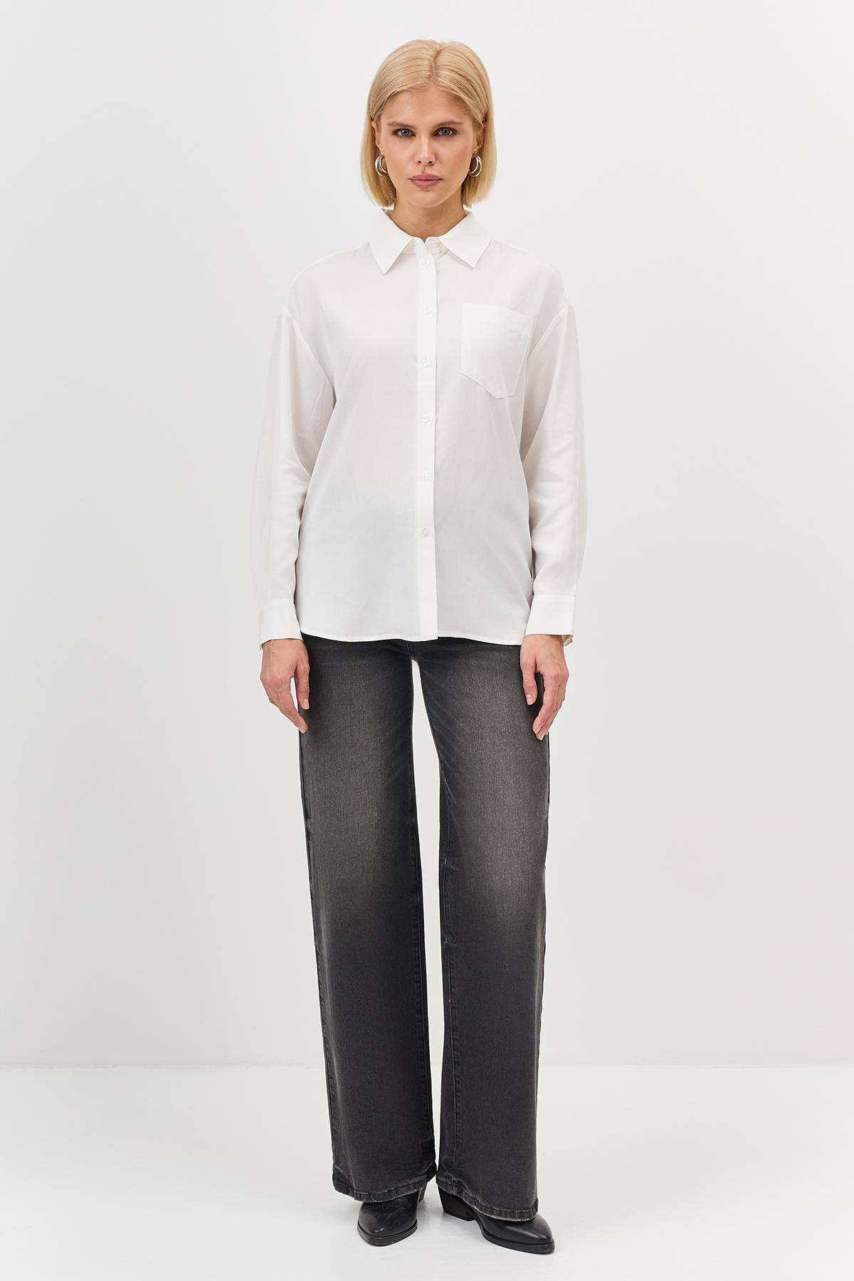 Лимитированая серия базовая рубашка из тенселя с ремнем, 42