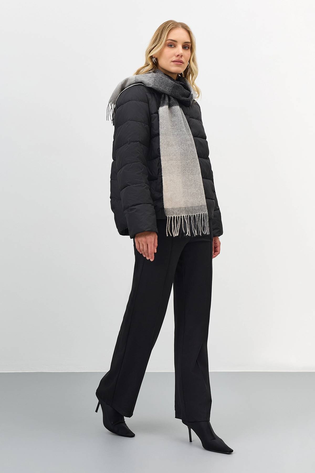 Шарф из 100% шерсти с клетчатым принтом, One