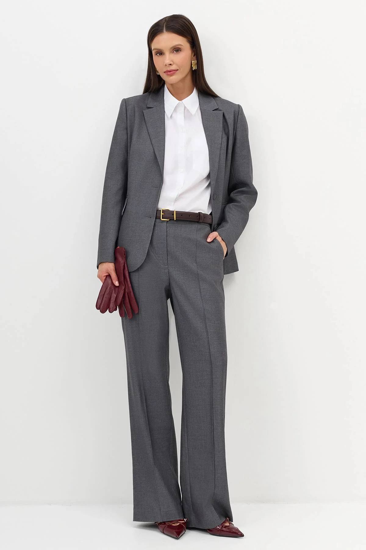 Однобортный жакет с тенселем и шерстью, 44