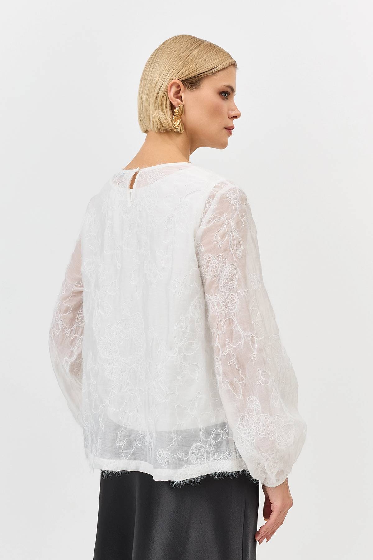 Лимитрированная серия романтичная блузка с вышивкой и ремень, 34