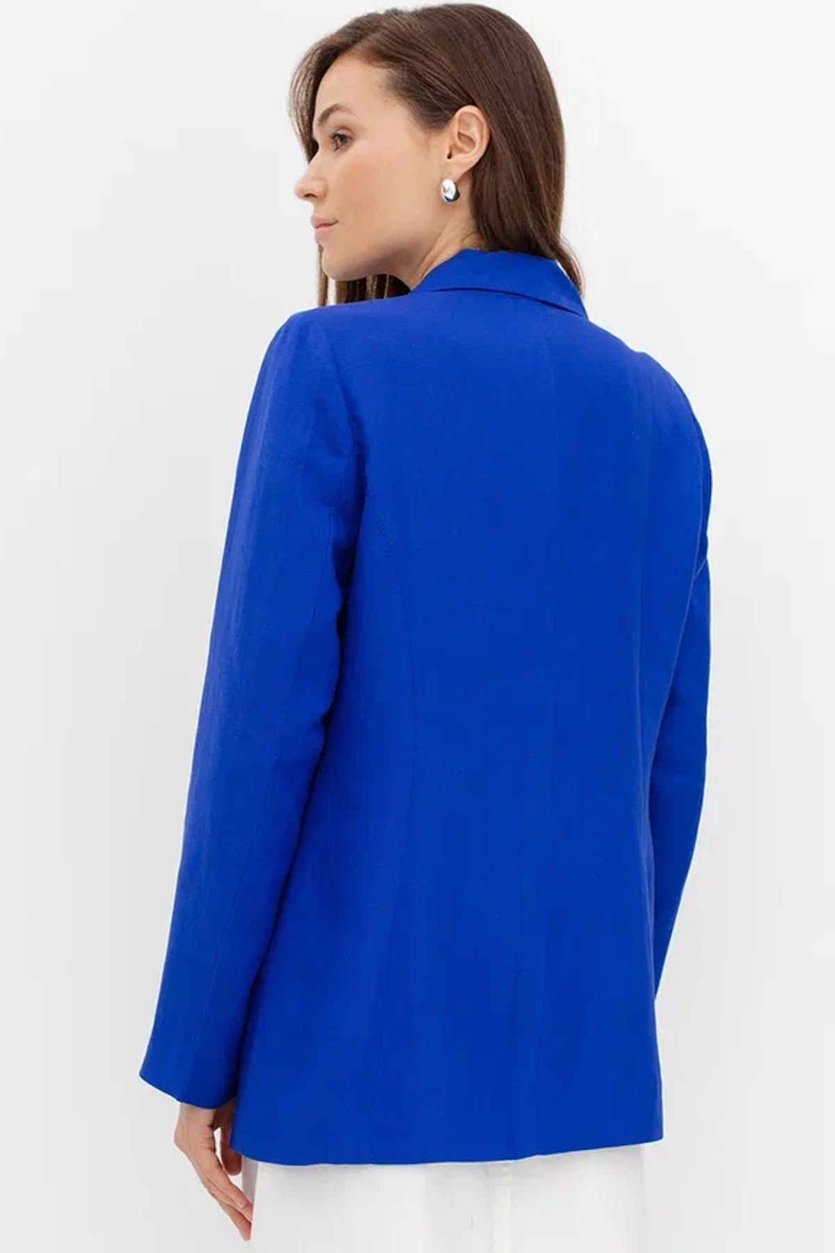 Однобортный жакет синего цвета с подкладом, 42р