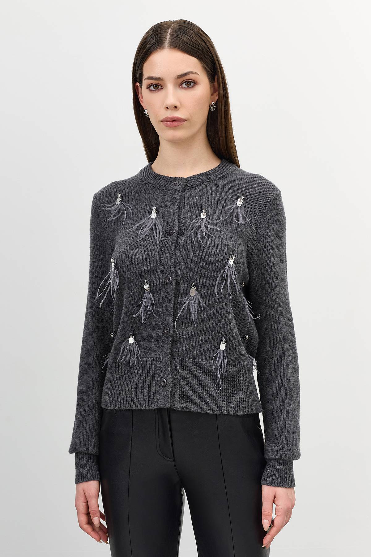 Вязанный кардиган с декоративными элементами, 40