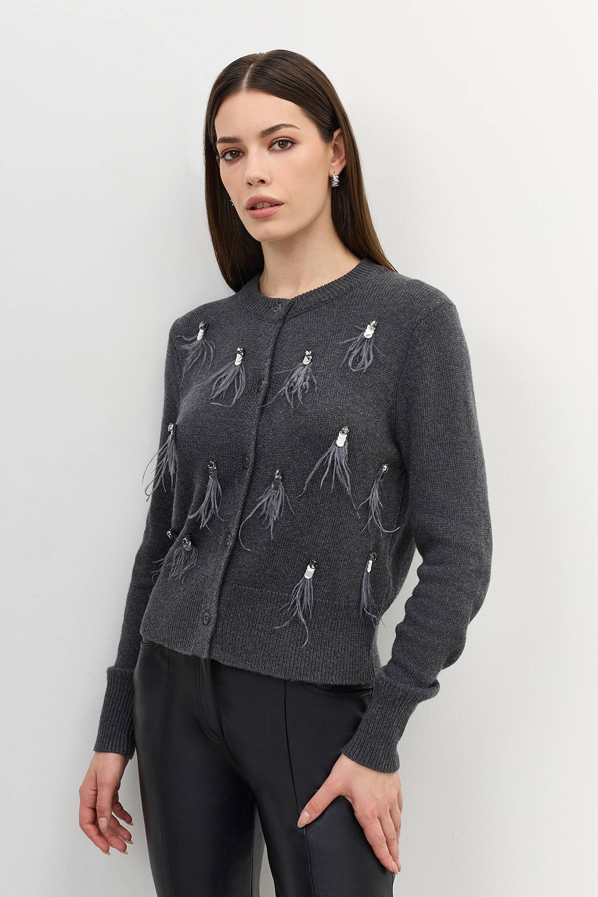 Вязанный кардиган с декоративными элементами, 40