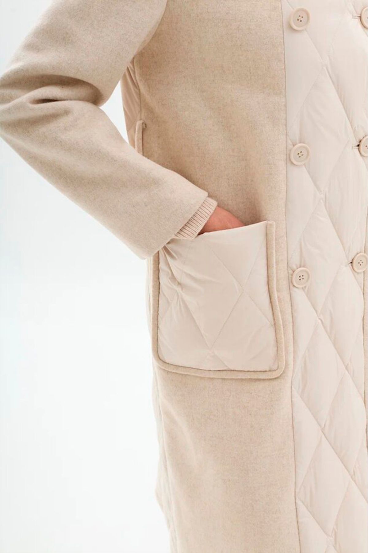 Комбинированное пальто с шерстью, 44р