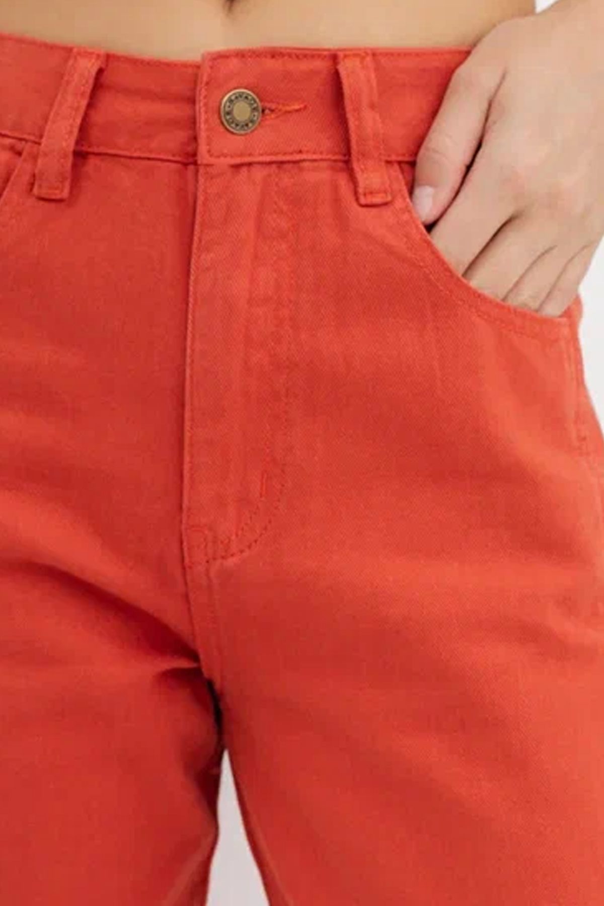 Терракотовые джинсы прямого силуэта, 42р