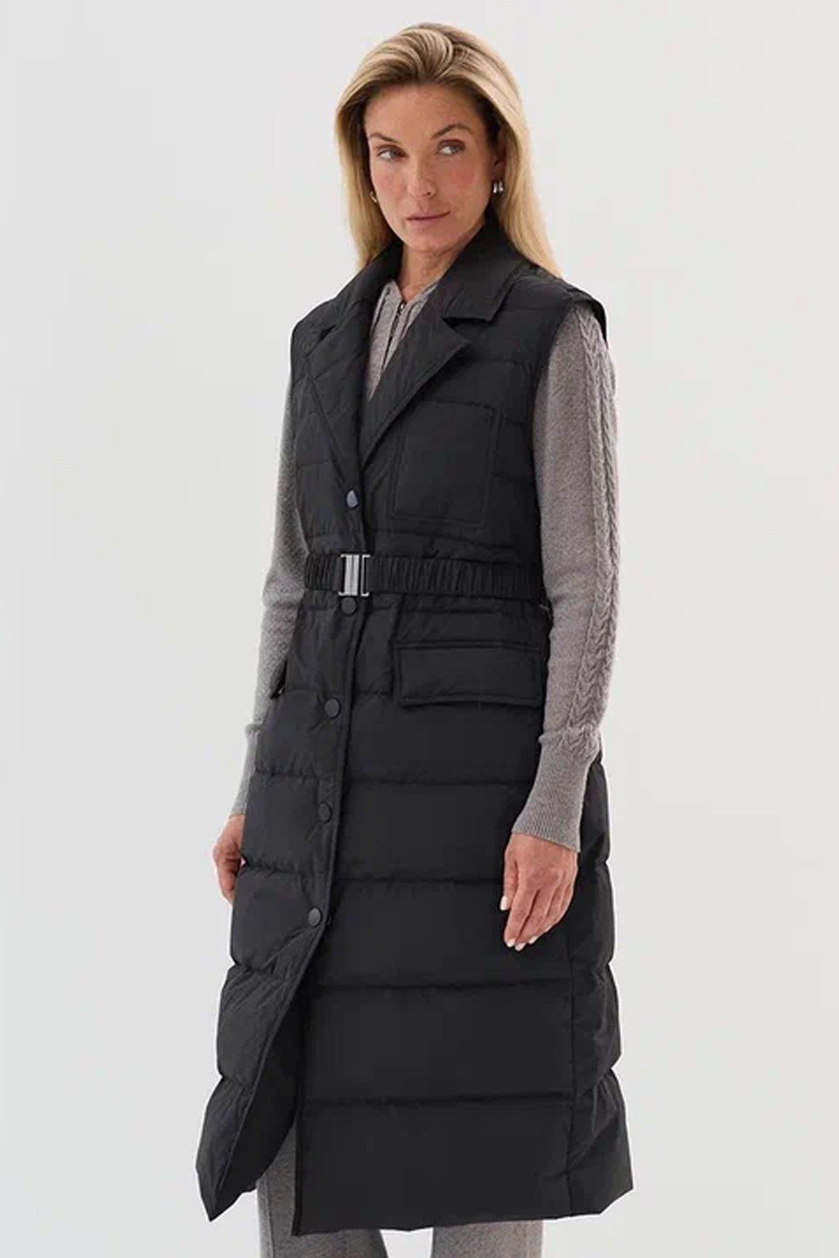 Удлиненный жилет на натуральном утеплителе, 44р