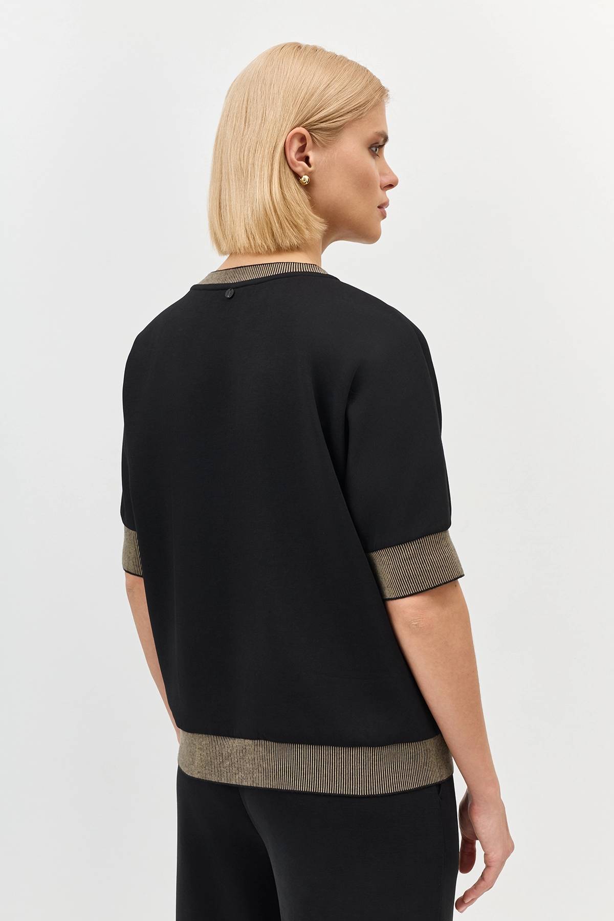 Трикотажный джемпер с контрастным рибом, 36