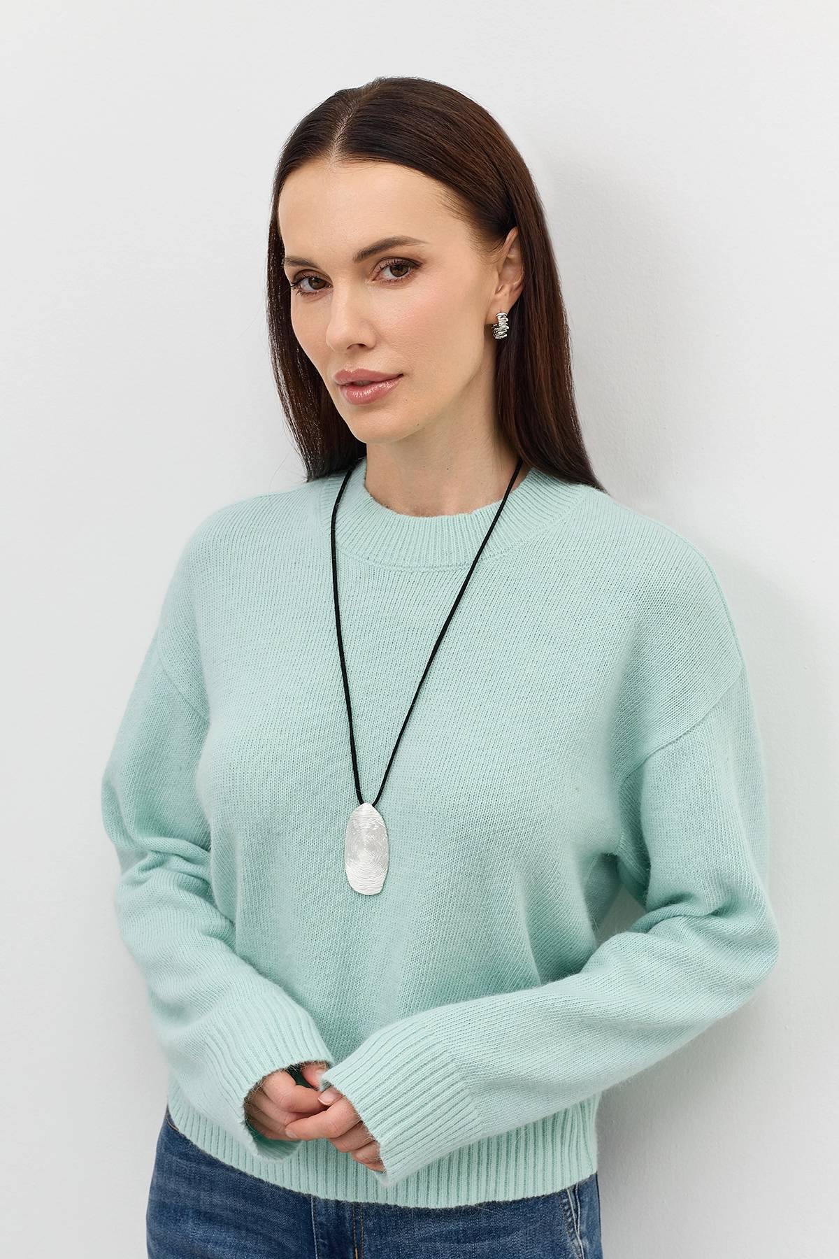 Лимитированная серия пушистый джемпер с ангорой и ремень, 42