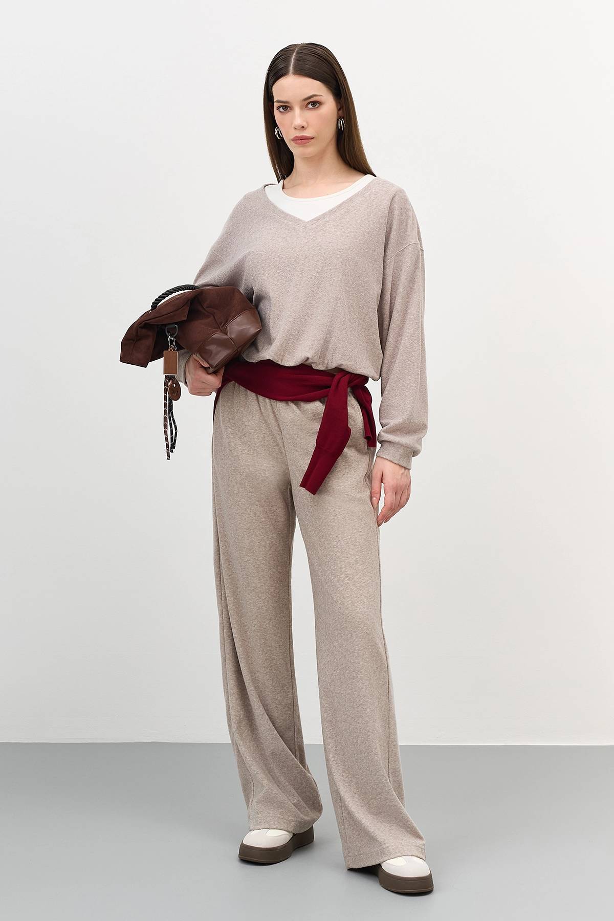 Лимитированная серия джемпер  из фактурного трикотажа с имитацией многослойности и ремень, 40