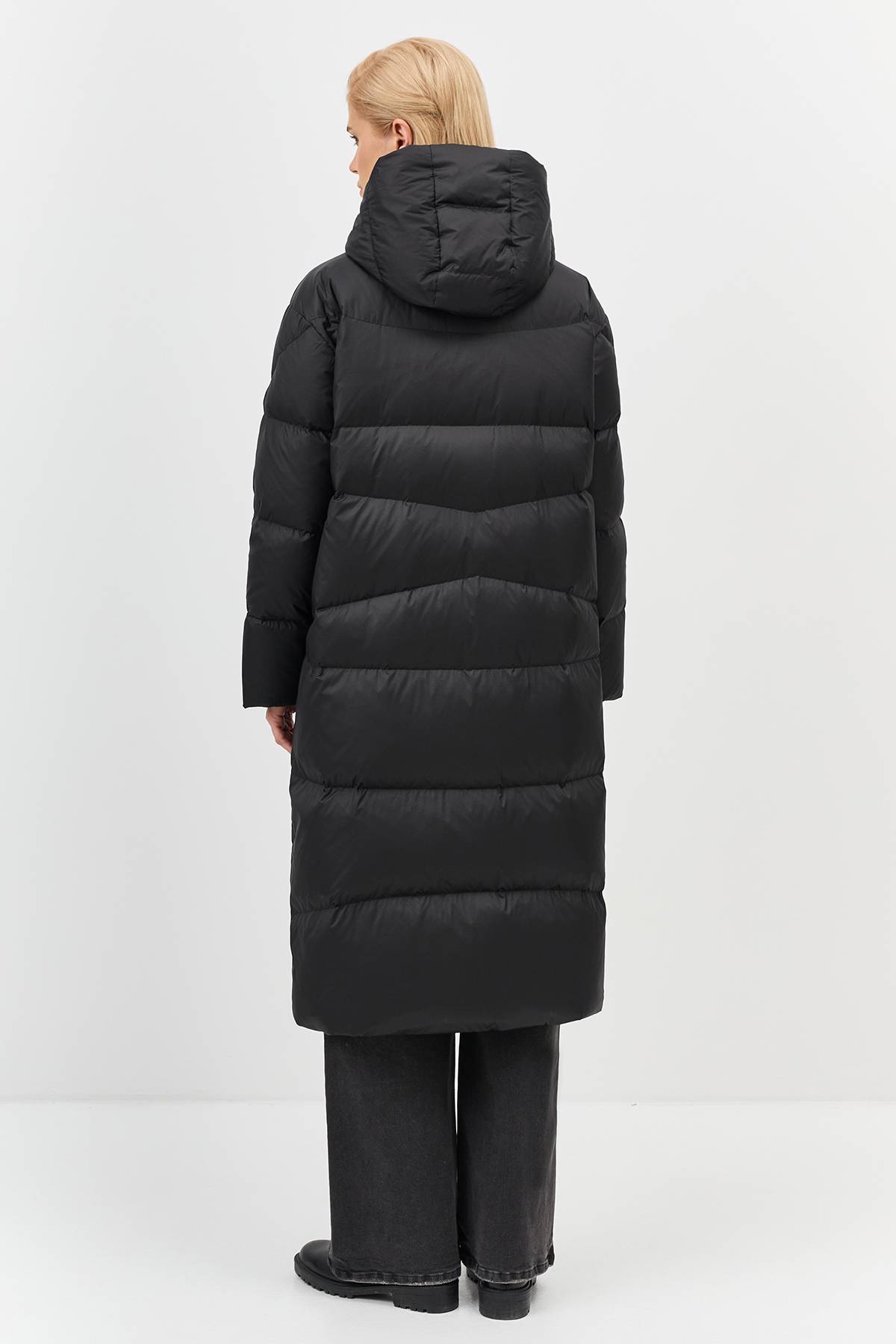 Лимитированная серия длинный пуховик с капюшоном с палантином, 46