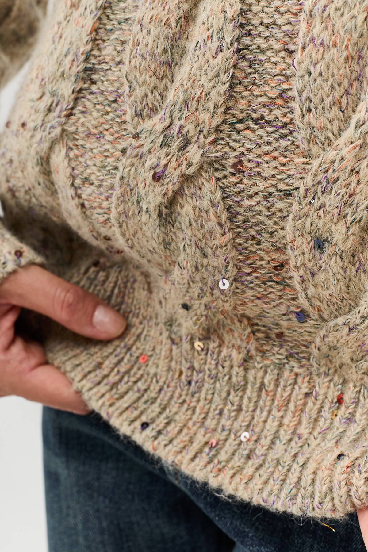 Лимитированная серия меланжевый джемпер с косами и ремень, 36