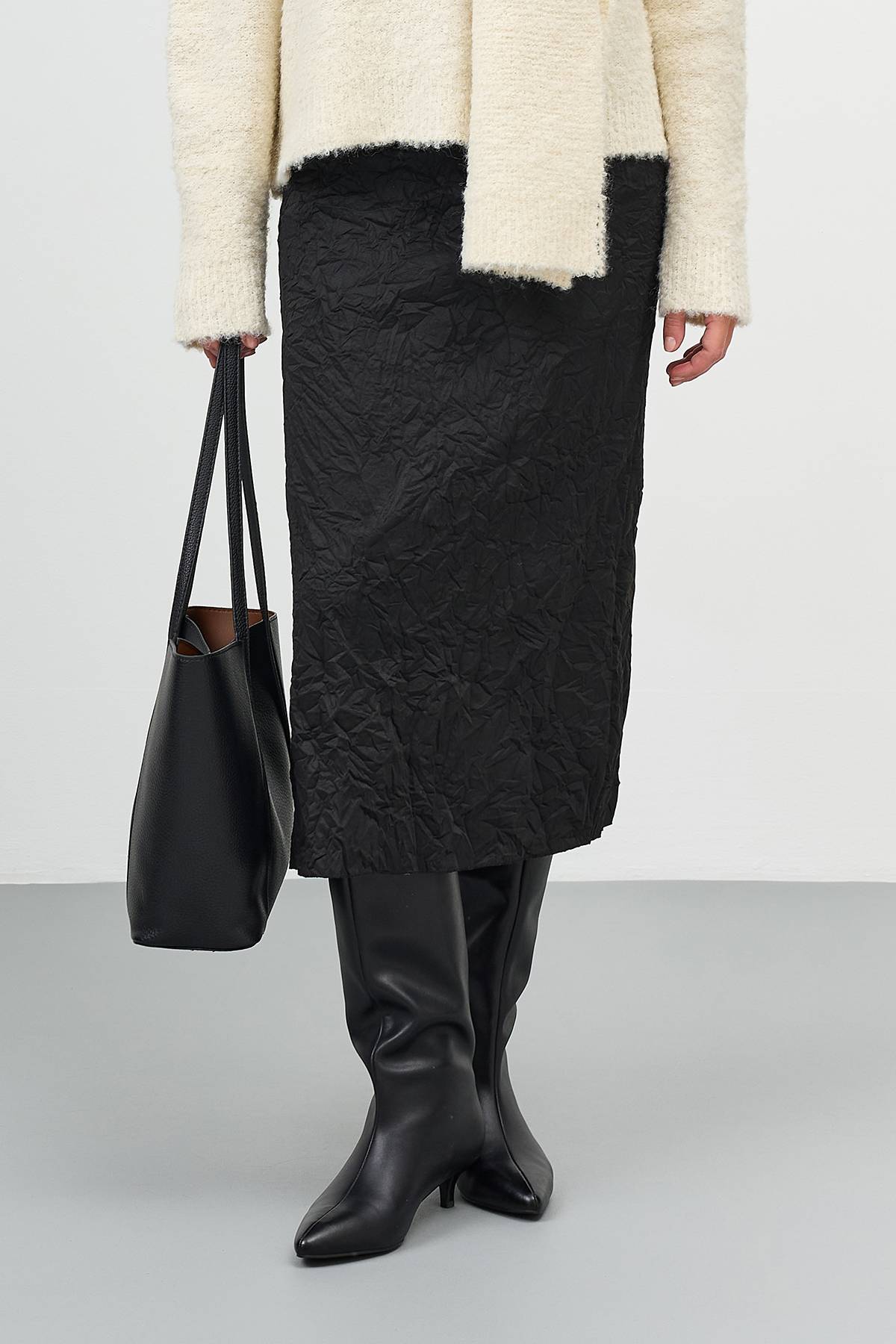 Юбка-плиссе из фактурной ткани, 40