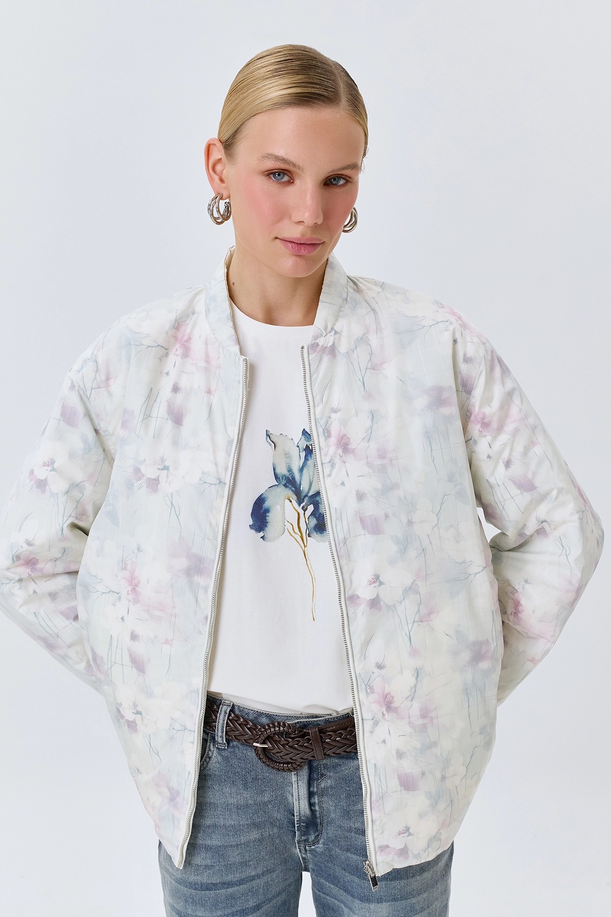 Двусторонняя куртка с флоральным принтом, 52