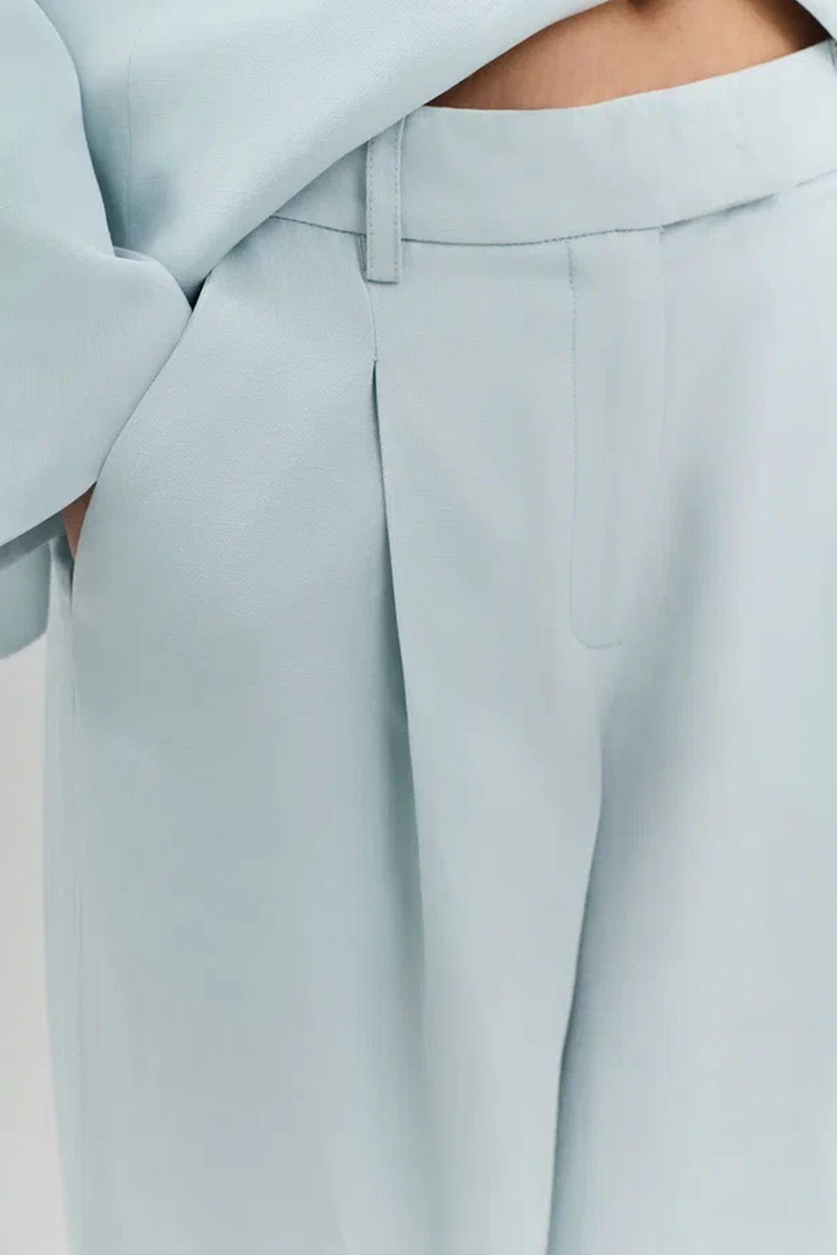 Однотонные брюки-палаццо светло-голубого цвета, 48р