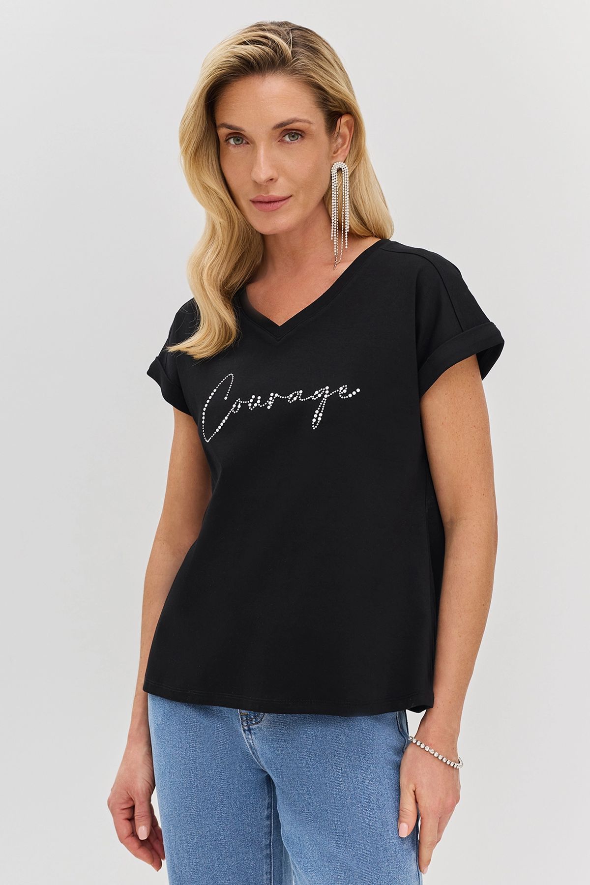 Стильная футболка с V-образным вырезом, 44р