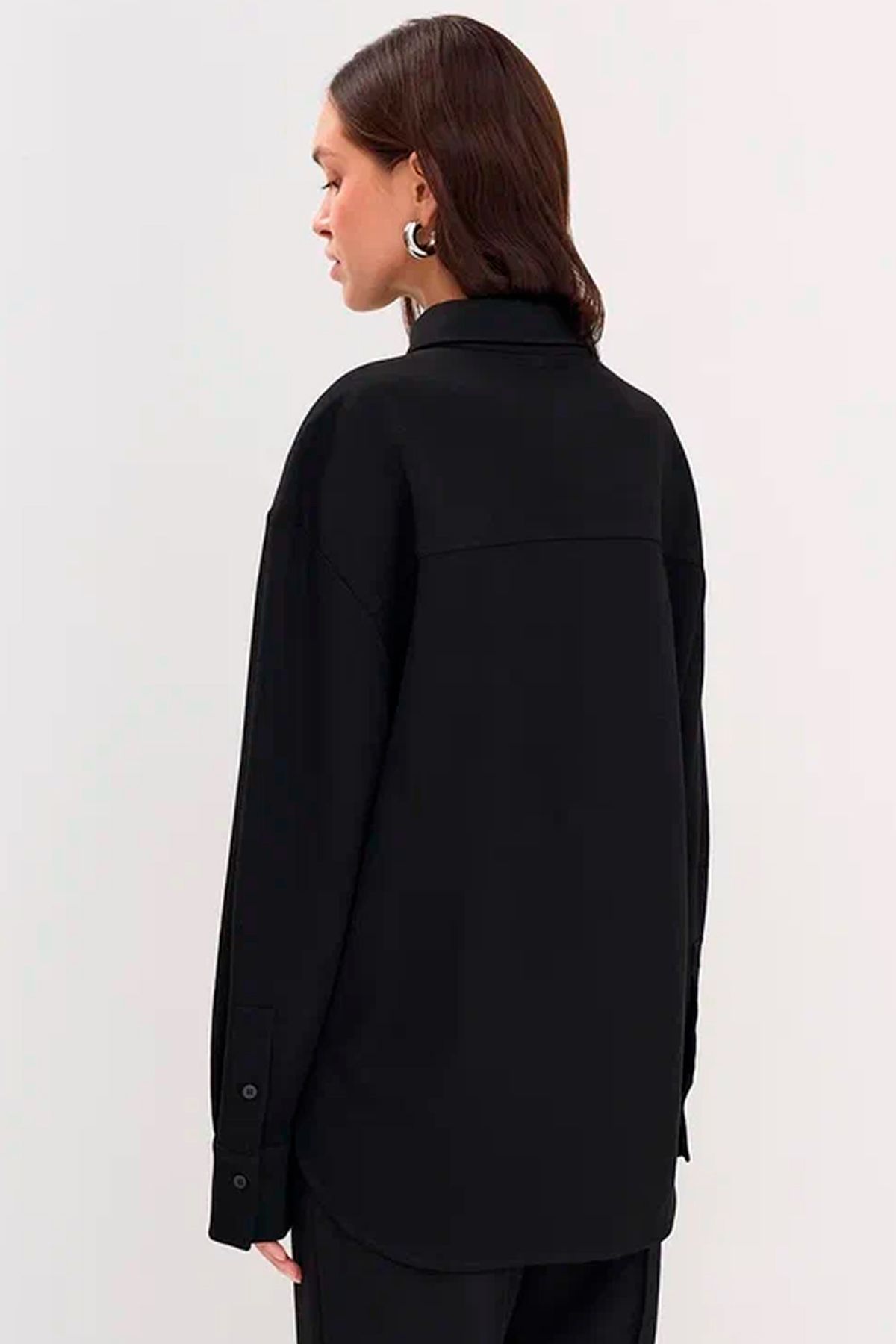 Чёрная однотонная блузка, 52р