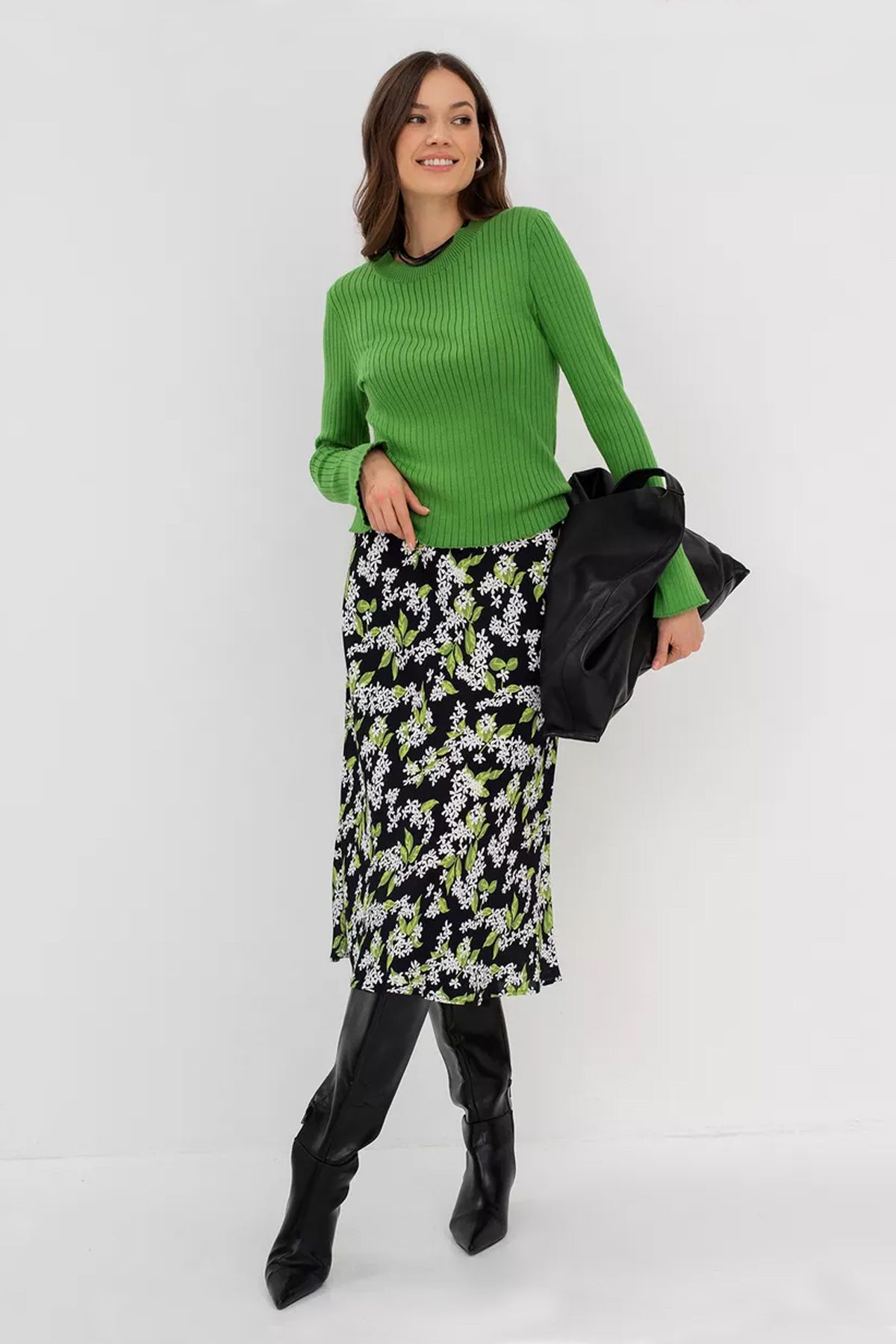 Юбка-миди с флоральным принтом, 42р