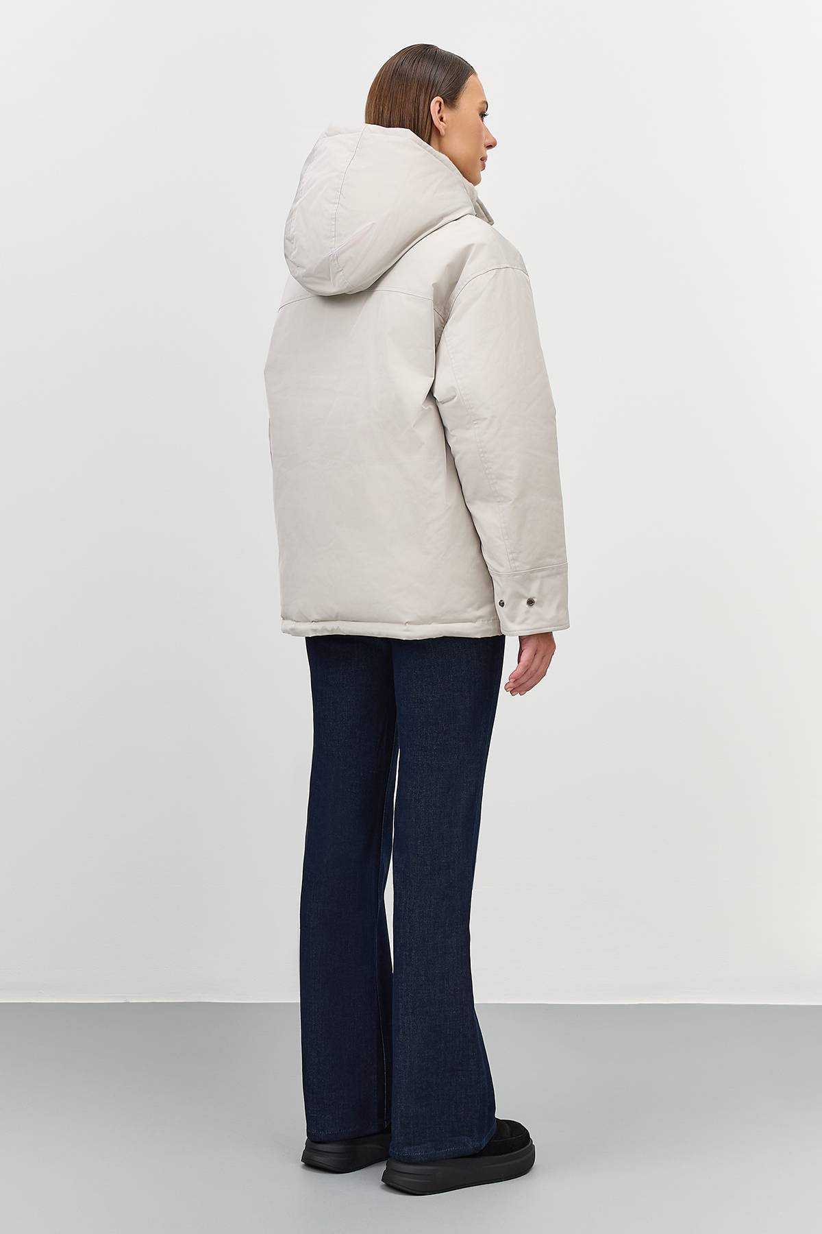 Лимитированная серия Минималистичная куртка с вязаным воротникомс палантином, 40