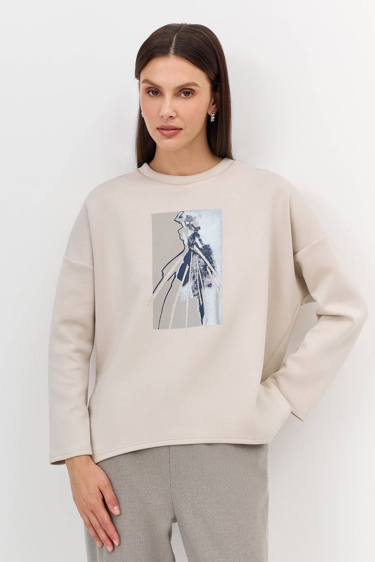 Лимитированная серия свободный cвитшот с принтом и ремень, 34