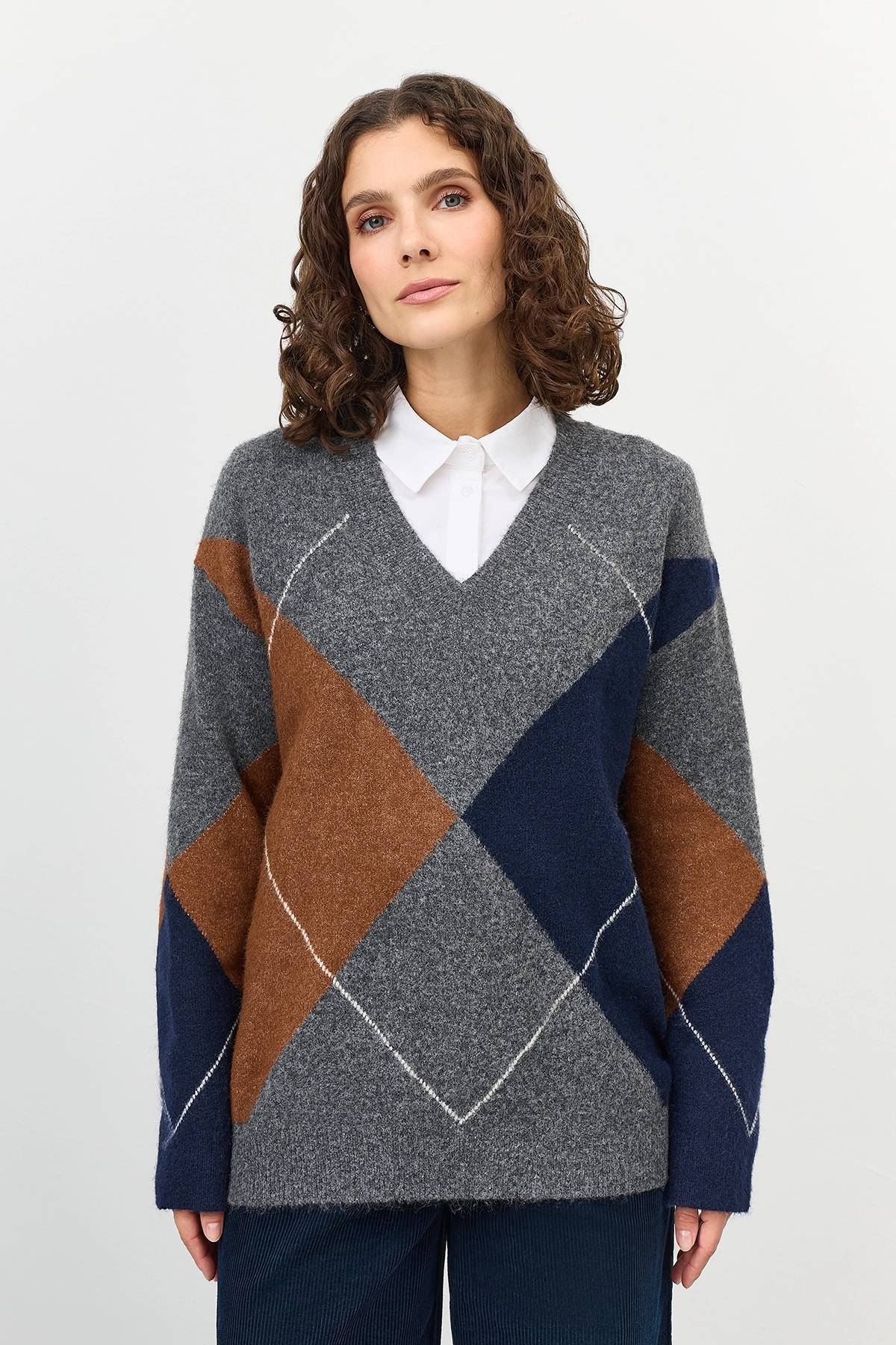 Свитер с узором "аргайл", 40