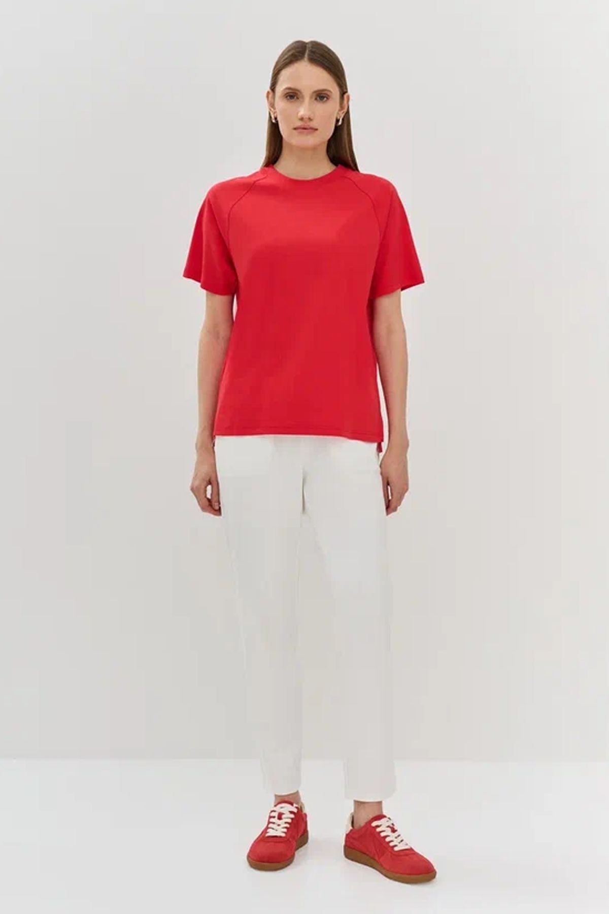 Базовые трикотажные брюки в молочном цвете, 44р