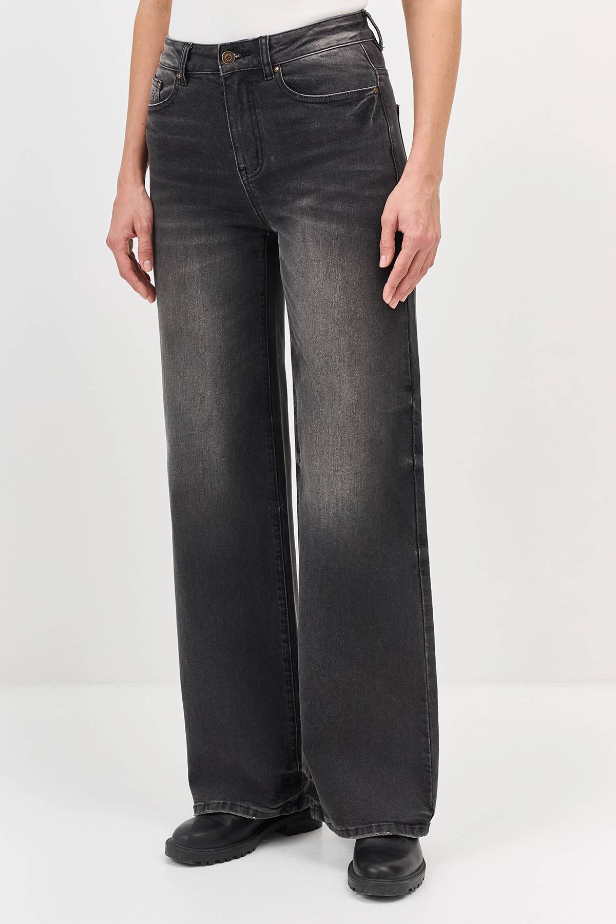 Широкие графитовые джинсы, 36