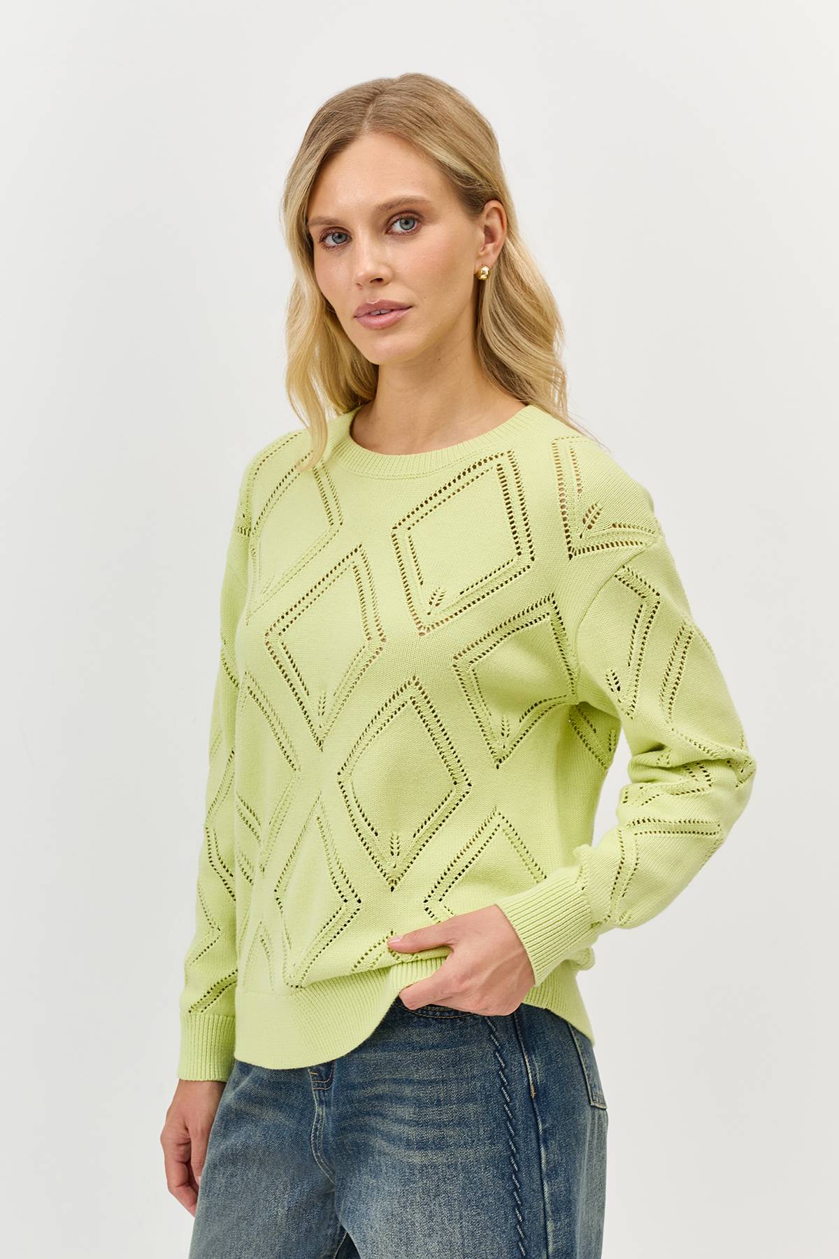 Лимитированная серия джемпер с ажурным узором и ремень, 34