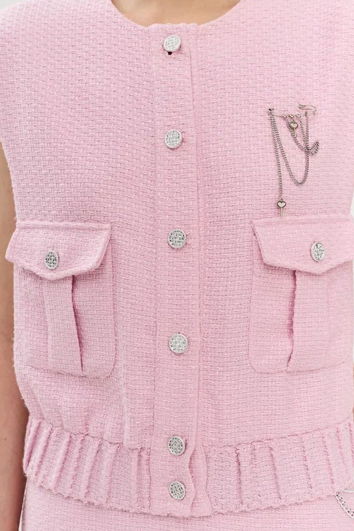 Твидовая розовая жилетка, 50р