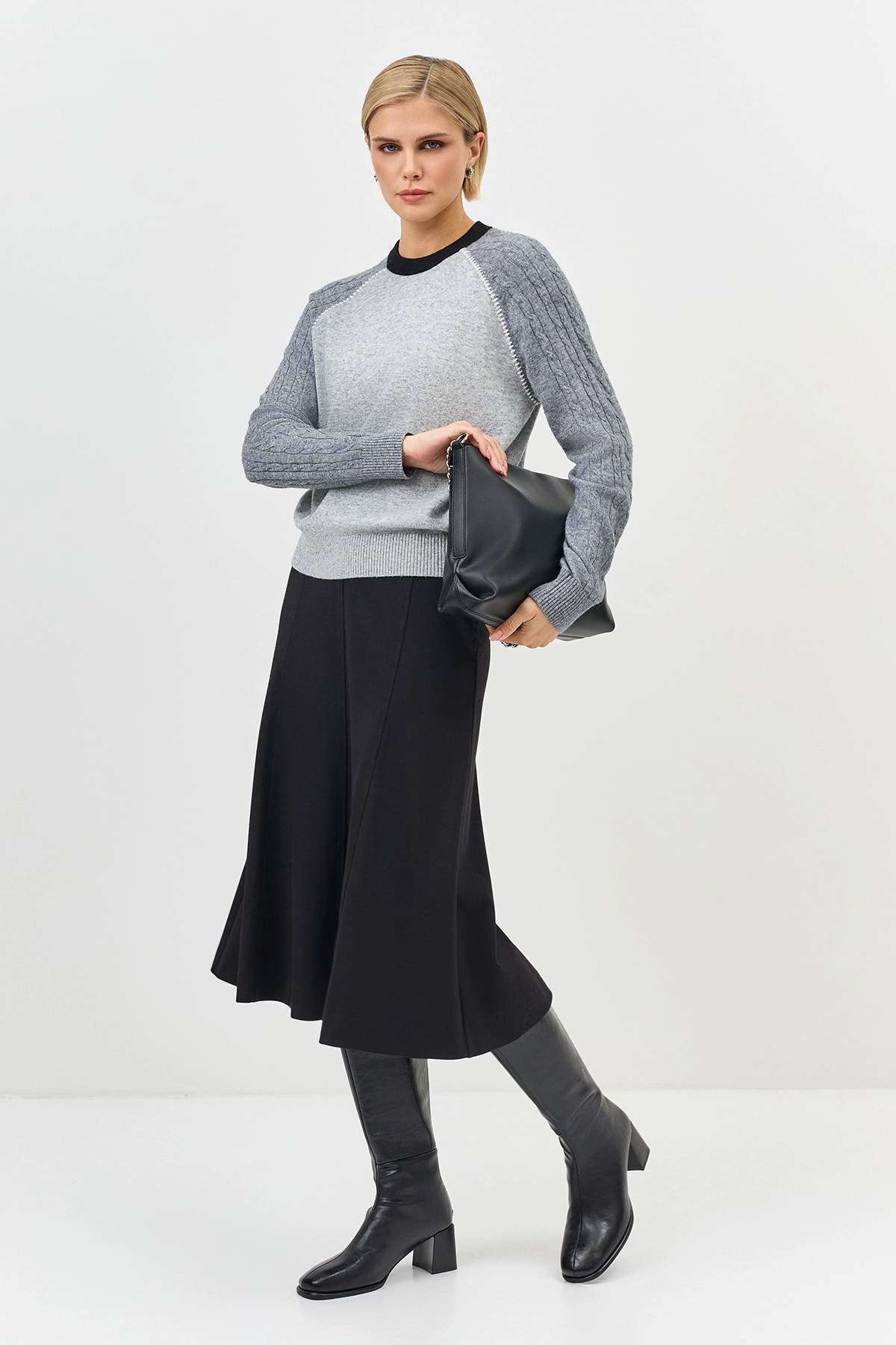 Лимитированная серия джемпер в стиле color block с шерстью и ремень, 34