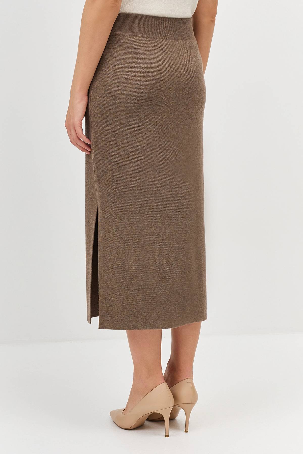 Лимитрированная серия вязаная юбка-карандаш с ангорой и ремень, 34