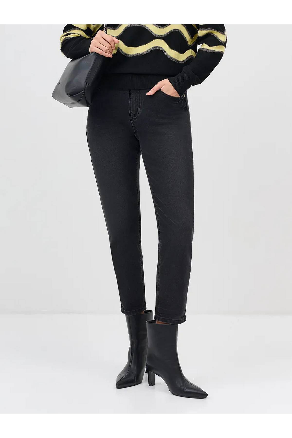 Утепленные широкие джинсы, 34