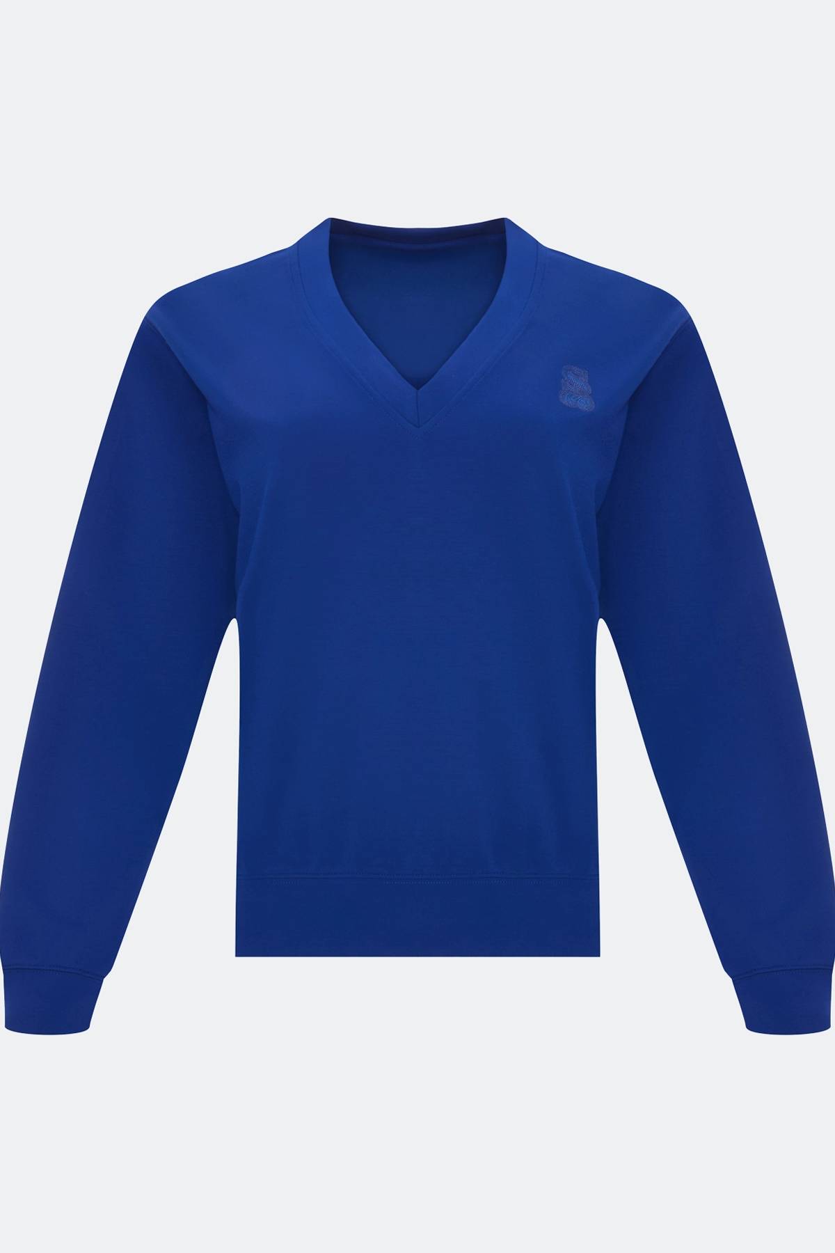 Синий свободный свитер с шерстью, 44