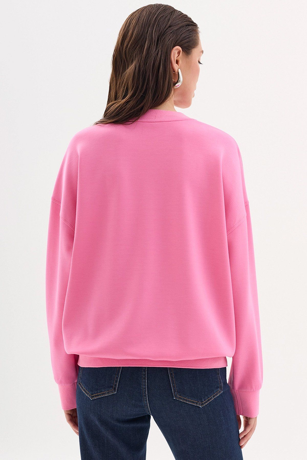 Джемпер-свитшот свободного кроя в розовом цвете, 42р
