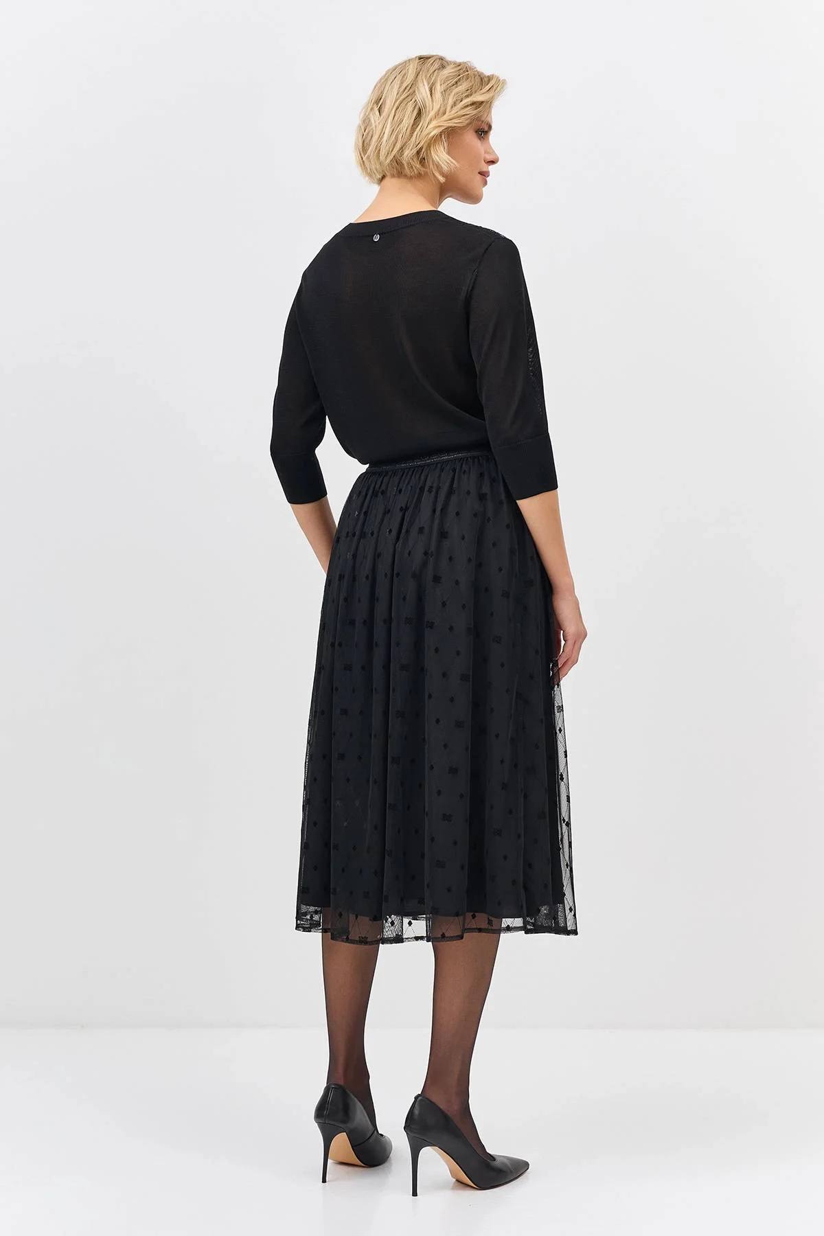 Юбка из сетки с бархатным принтом, 44