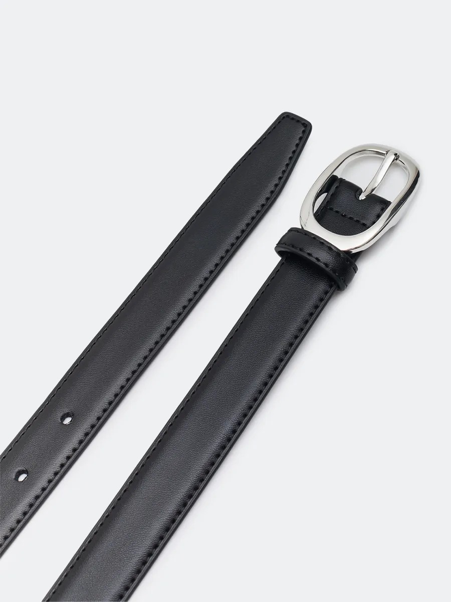 Ремень из натуральной кожи с круглой пряжкой, S