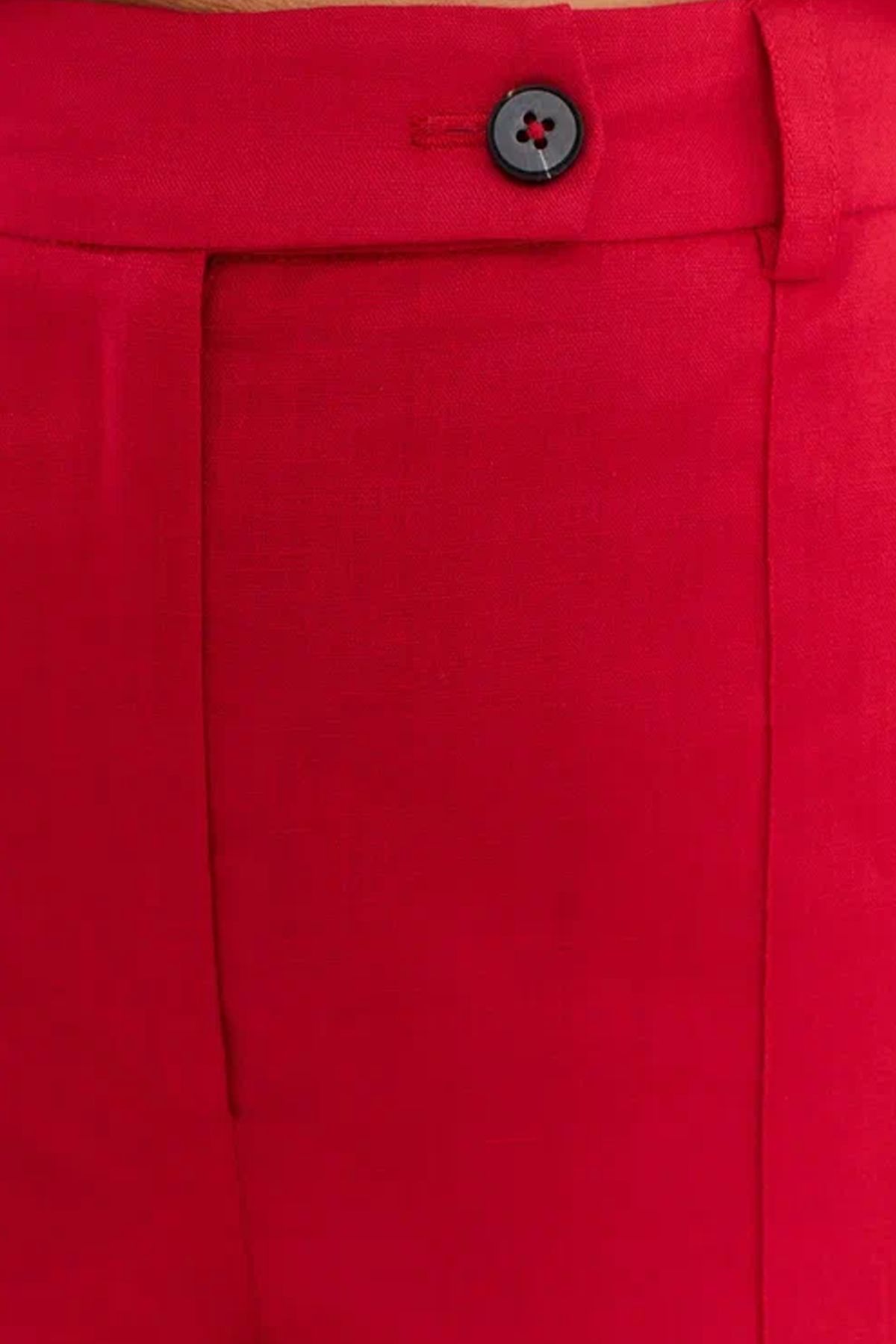 Однотонные брюки красного цвета со стрелками, 48р