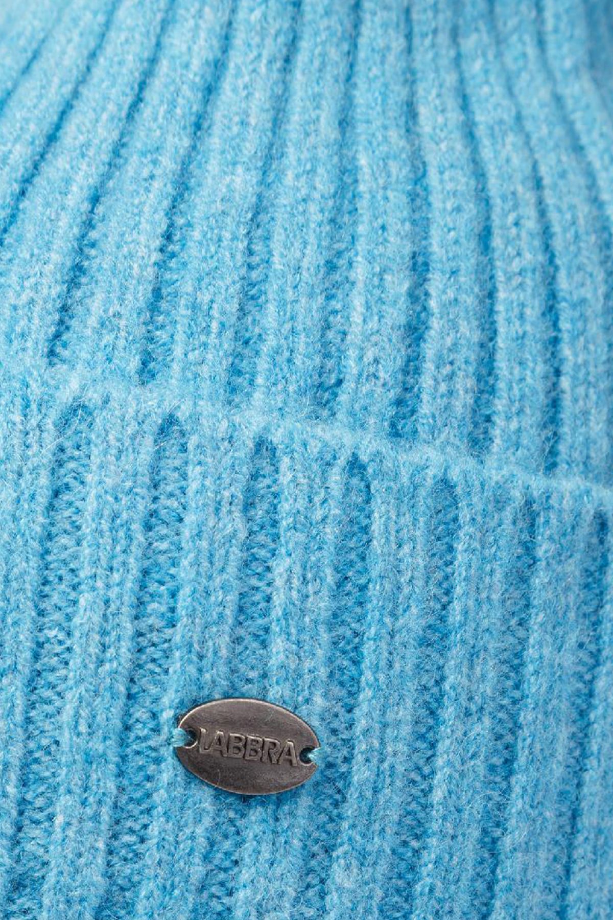 Классическая шапка бини с отворотом в ярко-голубом цвете, 57