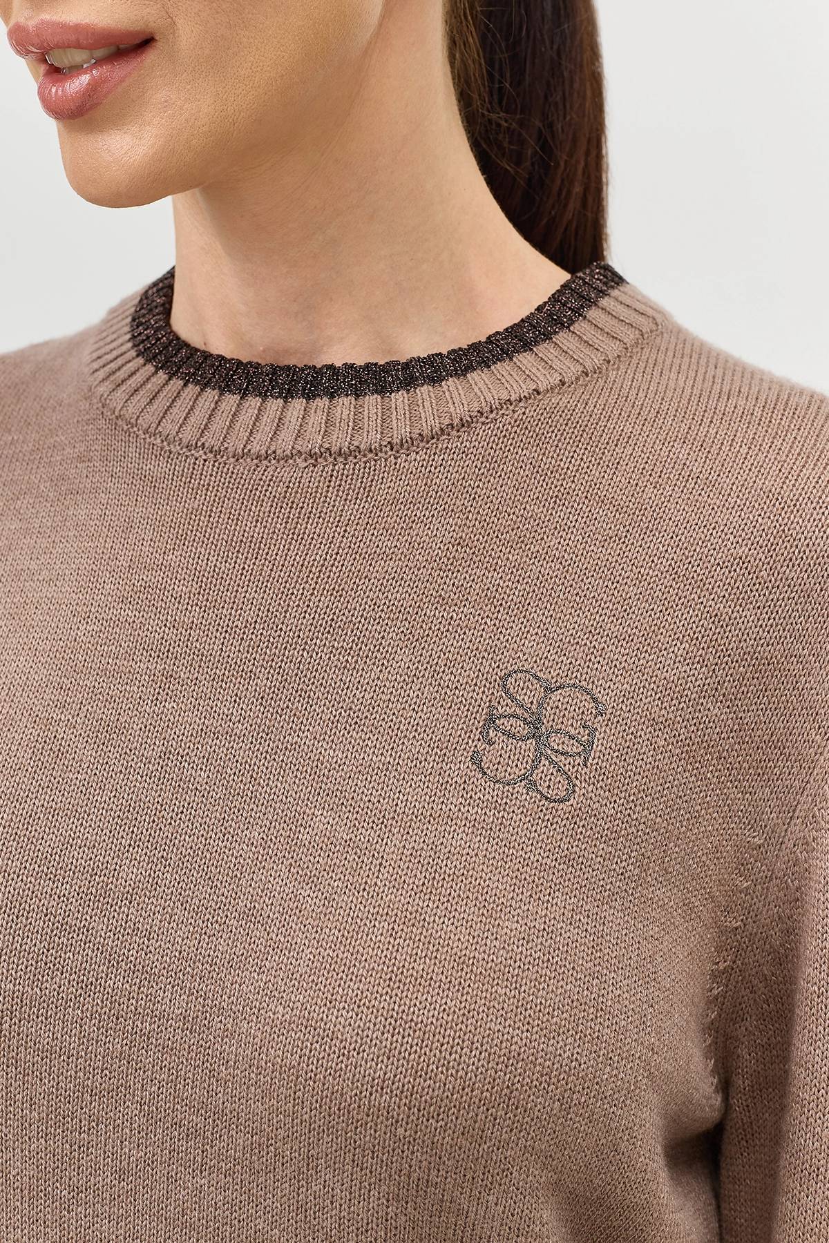 Вязаный джемпер с контрастным кантом, 44