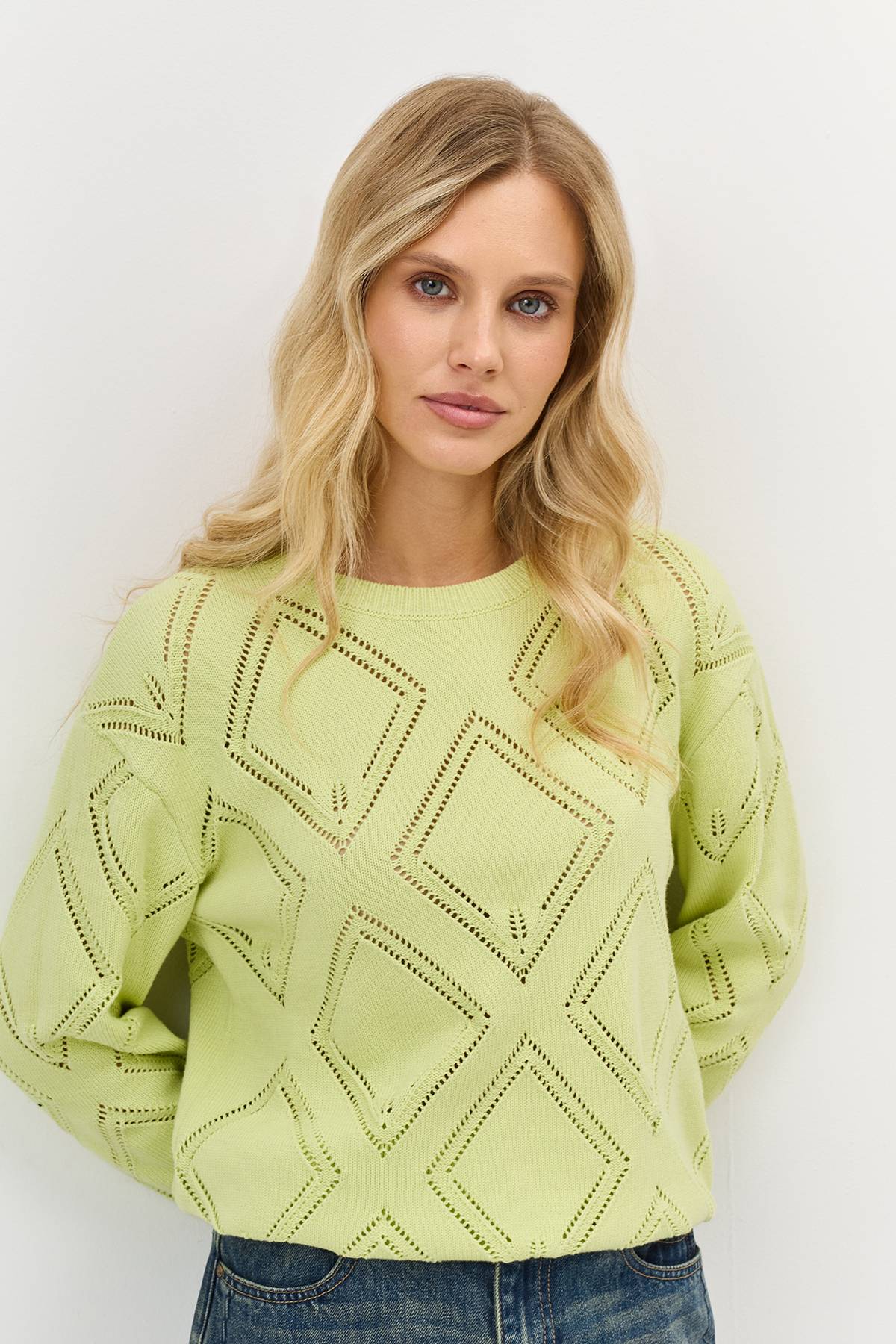 Лимитированная серия джемпер с ажурным узором и ремень, 34