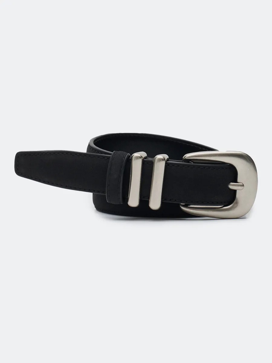 Ремень из натуральной кожи с квадратной пряжкой, M