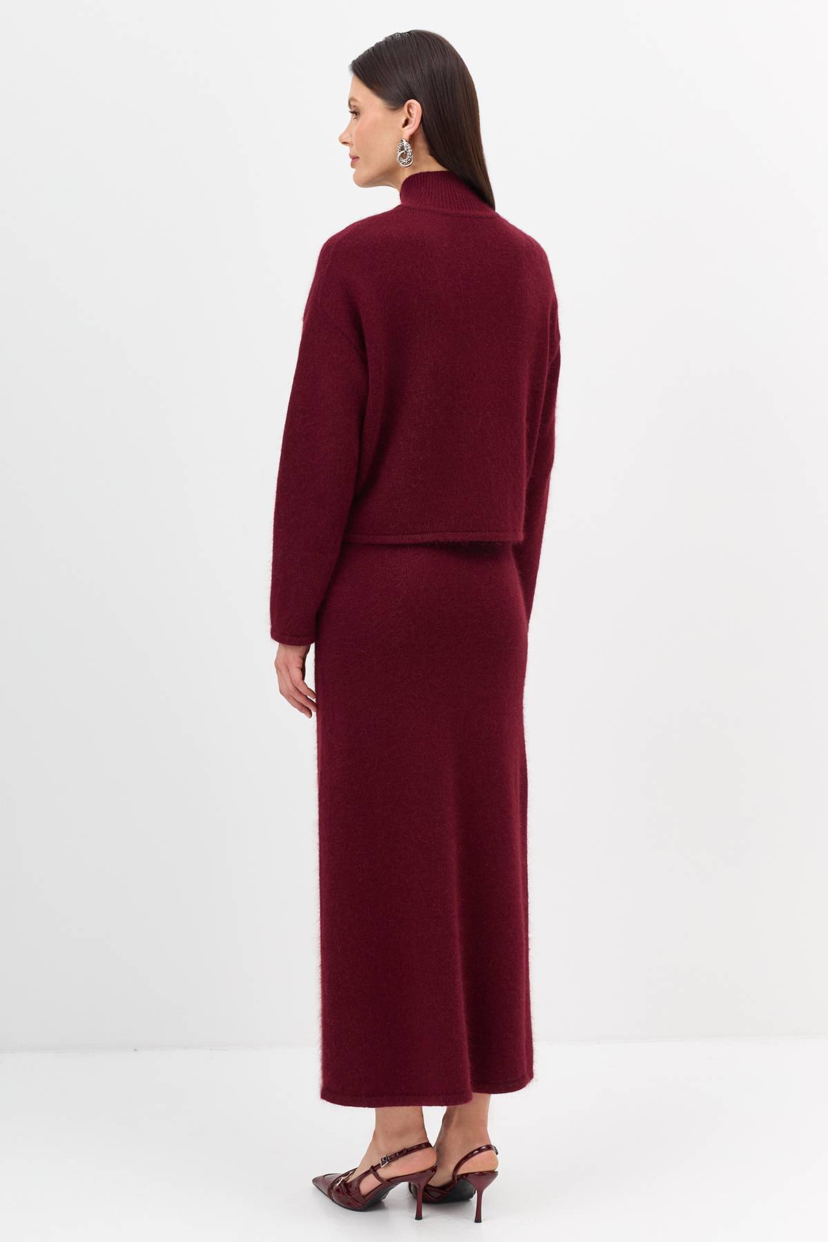 Лимитированная серия вязаная юбка с ангорой и ремень, 34