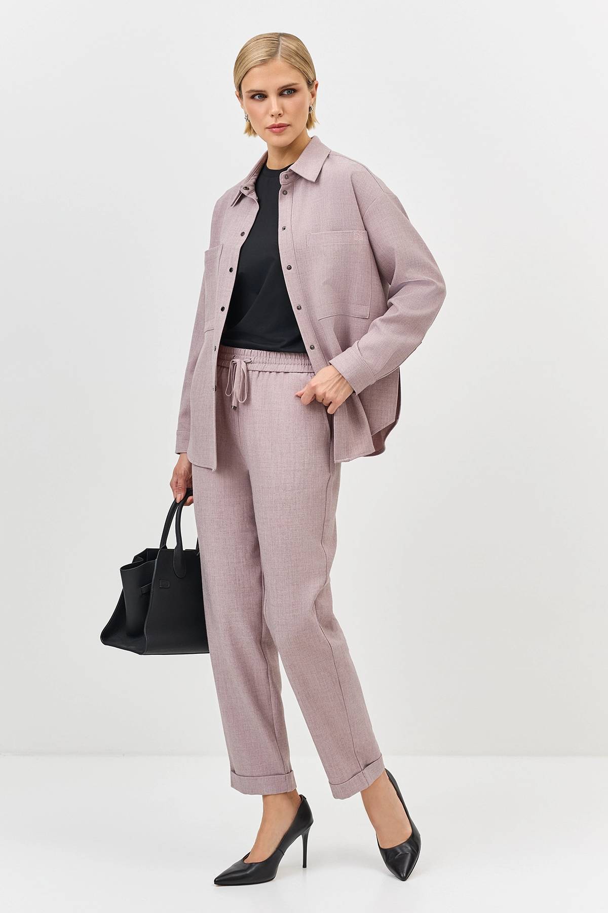 Свободные меланжевые брюки, 36