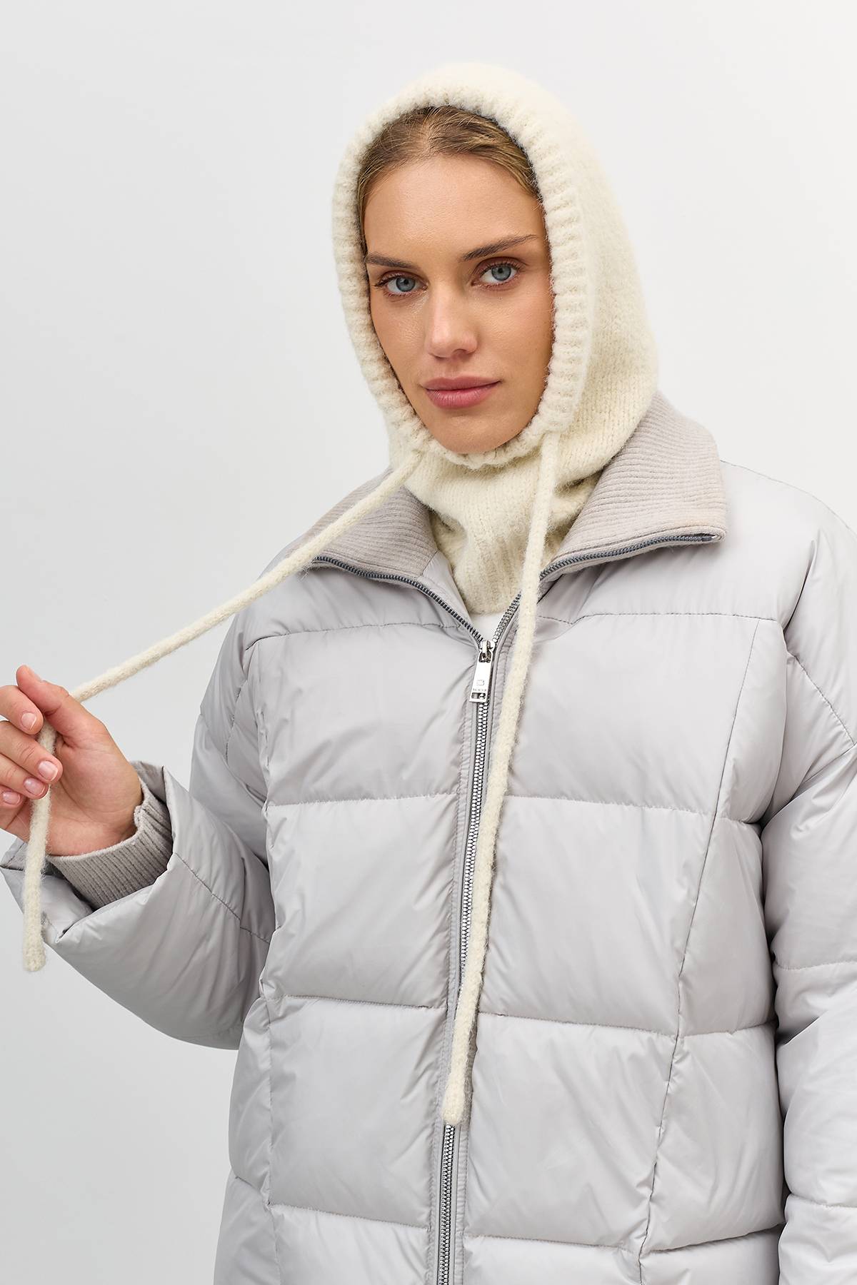 Капор в рубчик с шерстью, One